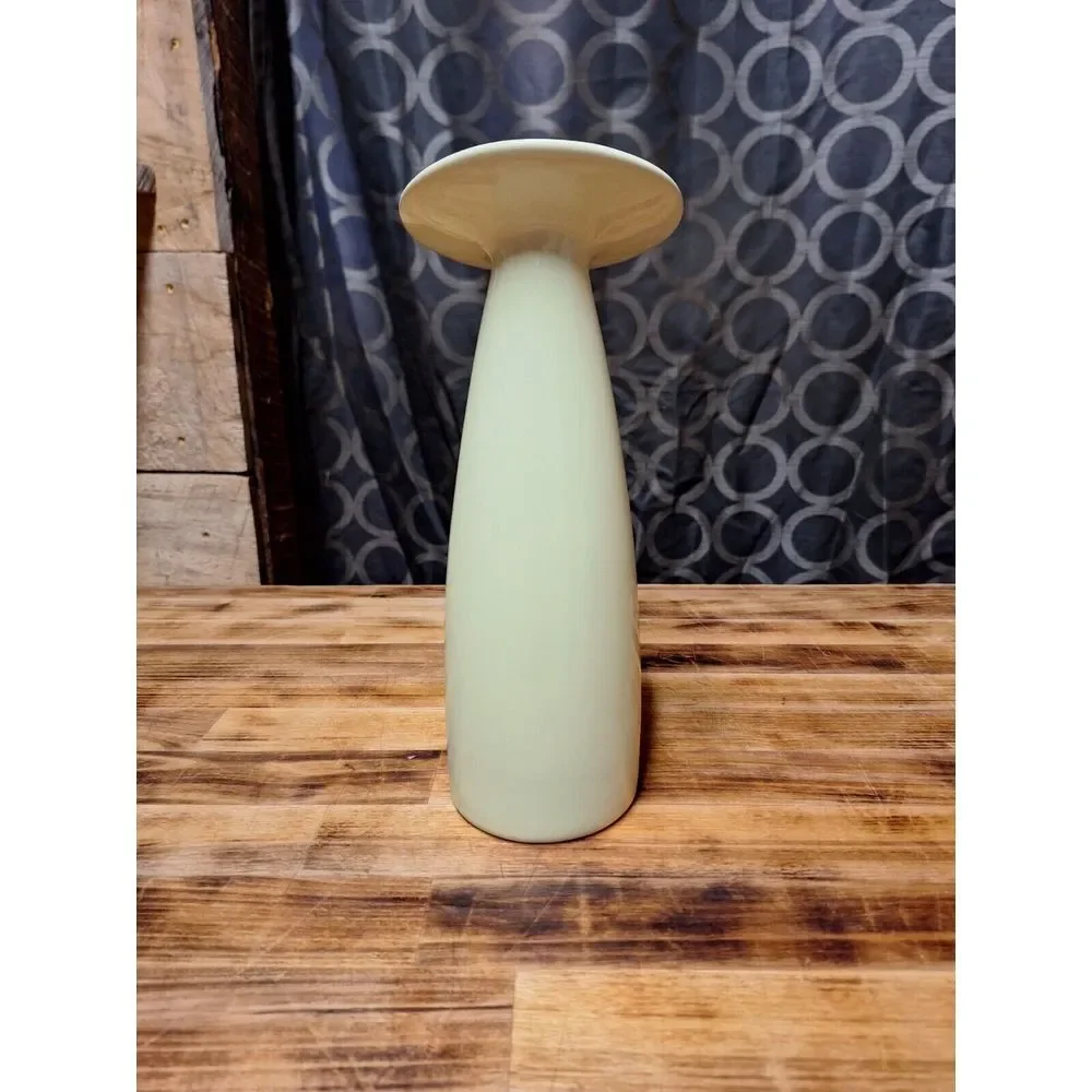10' MCM Pottery Tilt Head Vase Modern Design Light‎ Green Avocado Vintage Decor